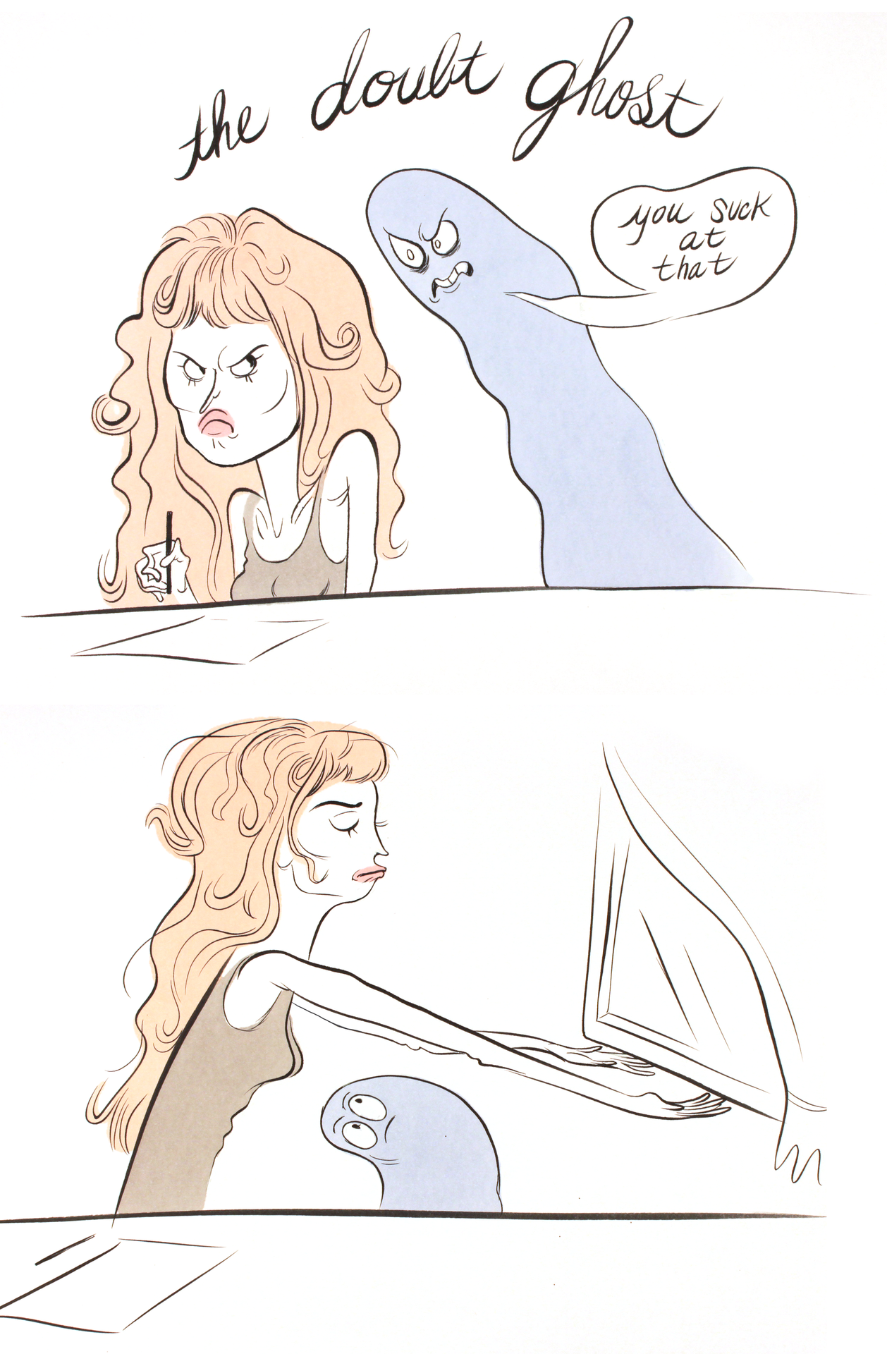 Doubt ghost illustration, first panel