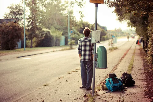Wait. [For the bus during two hours]